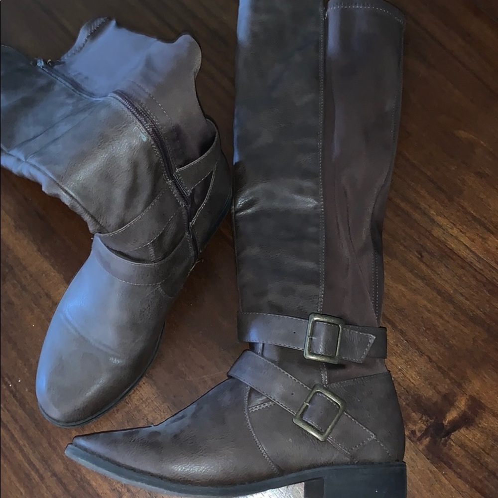 Brown knee high boots